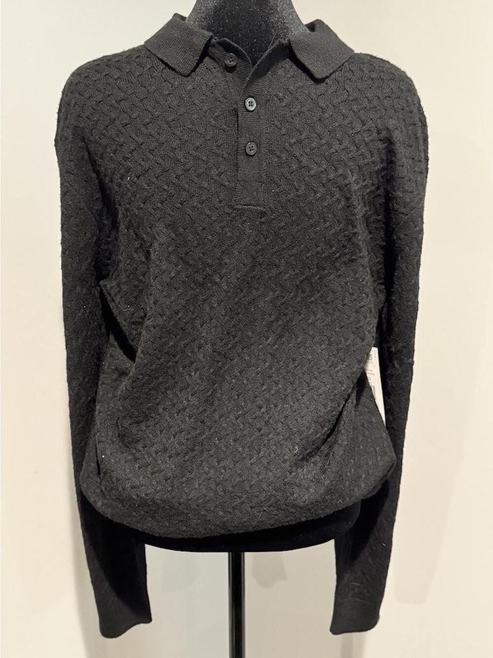 Geoffrey Beene Sweater Sz M Black Textured Knit Long Sleeve Preppy Old Money